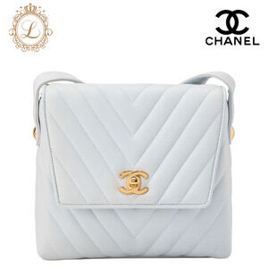 Chanel V stitch Coco Mark shoulder bag blue lambskin